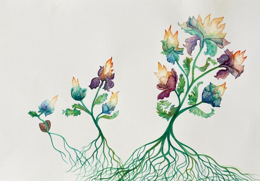 The Flame Flowers; Petals and Peonies Original Watercolour
