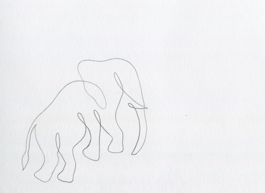 Elephant line drawing I (Framed)