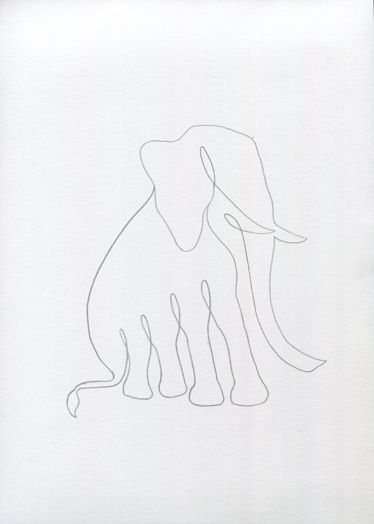 Elephant line drawing II (Framed)