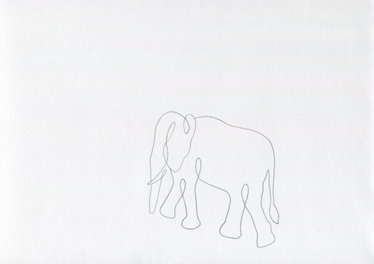 Elephant line drawing IV (Framed)