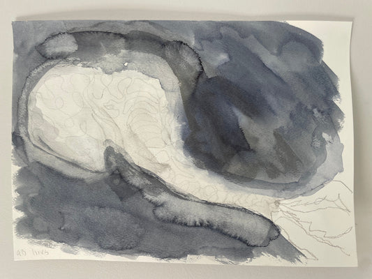 Elephant trunk connecting to reach children watercolour study